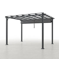 16 Ft. W X 12 Ft. D Aluminum Pergola Outdoor with Dark Gray Retractable Canopy — Studio Shot