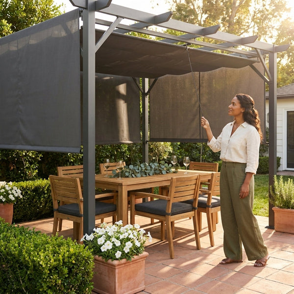 Aluminum Pergola Built for Year-Round Use, 16x12 Retractable Canopy, Weather-Resistant Frame, 192 Sq Ft