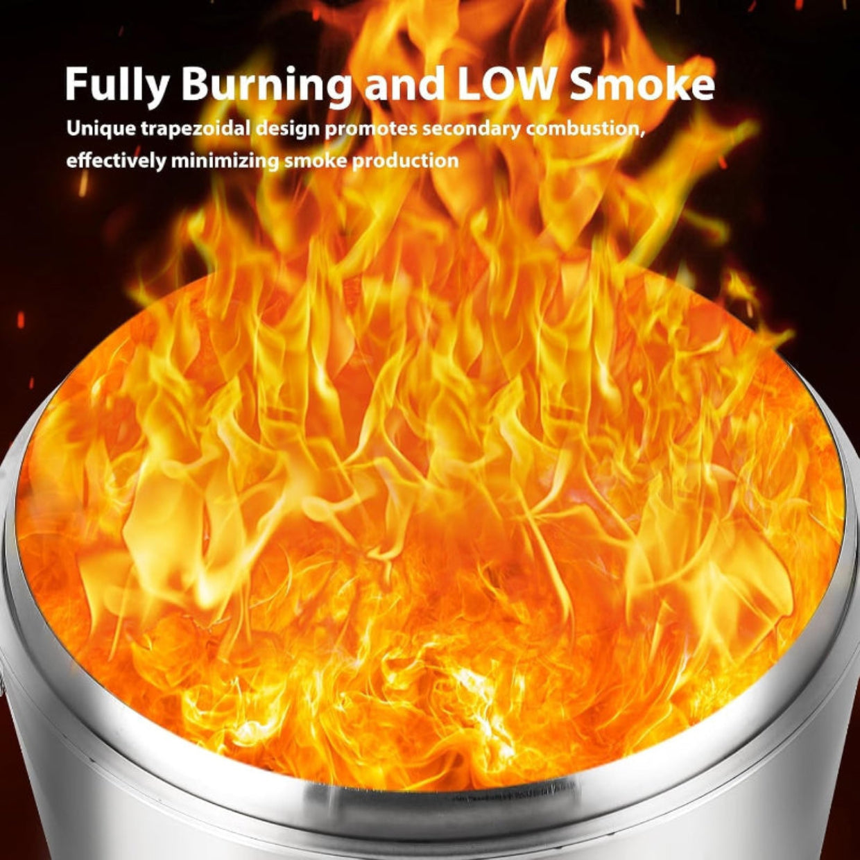 27 Inch Stainless Steel Smokeless Fire Pit, Outdoor Portable Smokeless Firepit, Low Smoke Firepit for Backyard Patio Garden Picnic Camping Bonfire