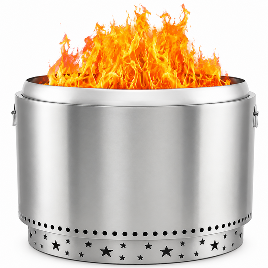 27 Inch Stainless Steel Smokeless Fire Pit, Outdoor Portable Smokeless Firepit, Low Smoke Firepit for Backyard Patio Garden Picnic Camping Bonfire