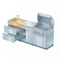Outdoor Kitchen Stainless Steel 97 In. W X 36.5 In. H X 24 In. D 3-Piece Cabinet Set without Counter Tops — How It Works