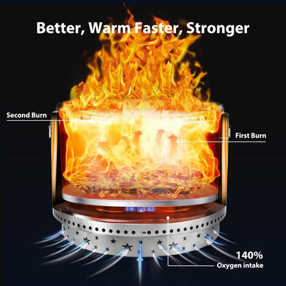 27 Inch Stainless Steel Smokeless Fire Pit, Outdoor Portable Smokeless Firepit, Low Smoke Firepit for Backyard Patio Garden Picnic Camping Bonfire